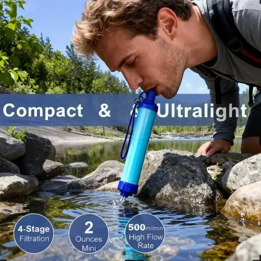 Outdoor Personal Water Filter, Ultra-Light 0.01 Micron 4-Stage Filter System Portable Water Purifier Survival Straw
