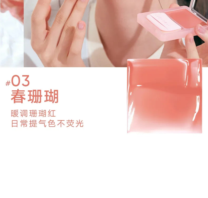 Judydoll Water Light Cream Hydrating Blush Multi Purpose Moisturizing High Light Expanding With Puff Long-lasting Face Makeup