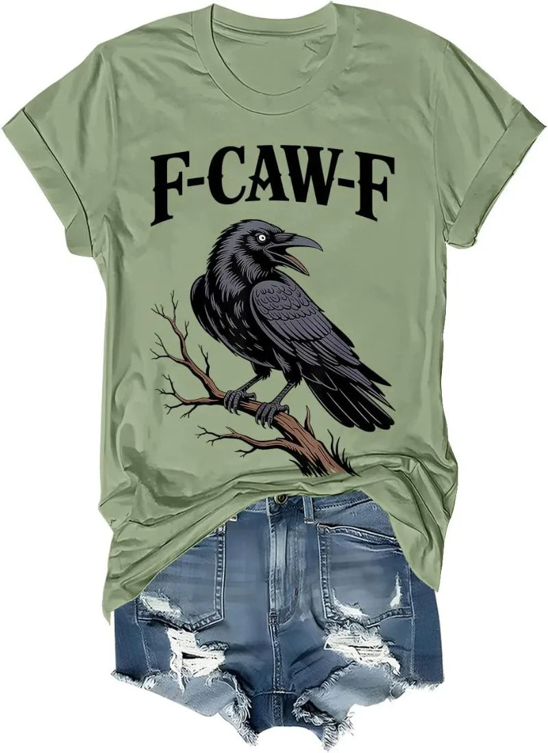 F Caw F T Shirt Women Men Fcawf Crow Graphic Tee F-Caw-F Crow Shirt Graphic T Shirts Women Clothes