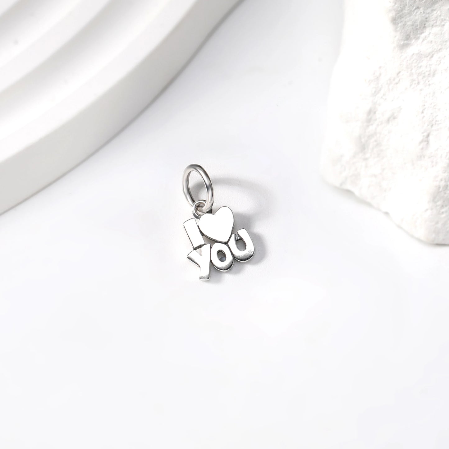Sterling Silver I Love You Charm Dainty Letter Pendant for Women Bracelet DIY Jewelry
