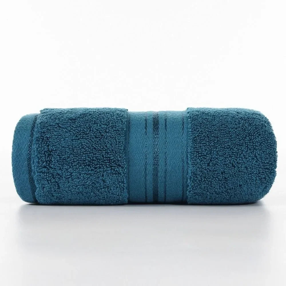 Towel Set Cotton Bath Towel Elegant Blue Hand Face Towel Durable White Terry Cloth Adults