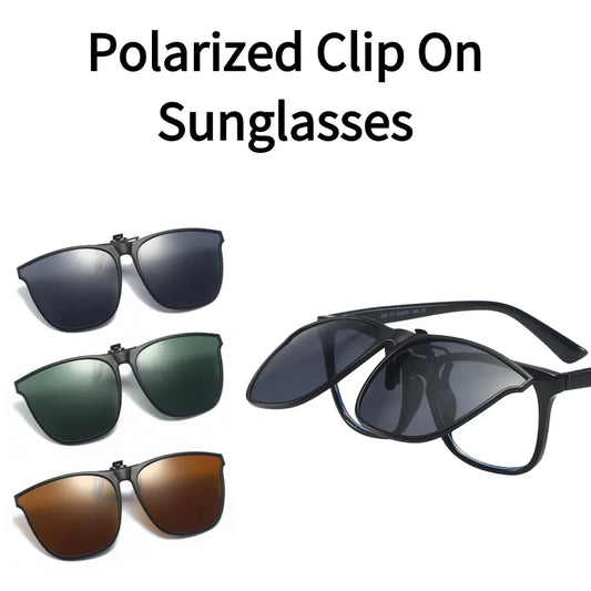 Polarized Clip On Sunglasses Men Women UV400 Anti Glare Sun Glasses for Driving Fishing Vintage Square Flip Up Glasses Eyewear