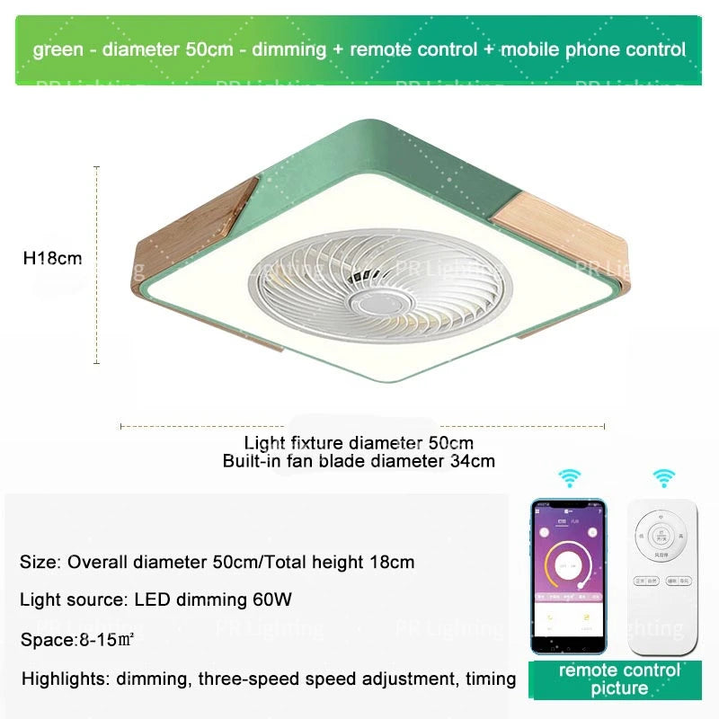 LED Fan Light Ceiling Lamp Household Modern Simple Bedroom Restaurant Invisible Ceiling Fan Light Living Dining Table Room Decor