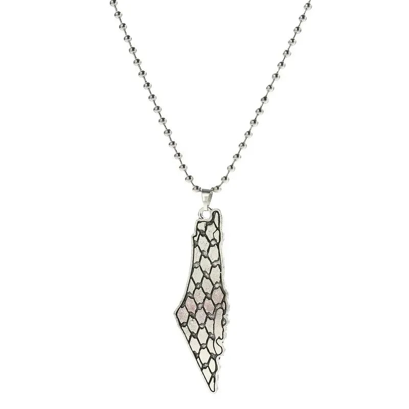 Palestine Country Map Flag Pendant Necklace for Men Women Stainless Steel Necklaces Jewelry Gifts