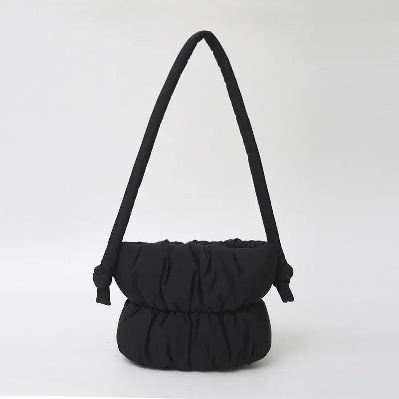 Nylon Bucket Bags Women Casual Designer Handbags Down-Filled Cotton Shoulder Bag Pleated Crossbody Bags Fashion Underarm Bag