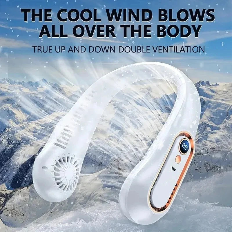 Hanging Neck Fan Digital Display Power Ventilador Bladeless Neckband Fan Portable Mini Air Cooler USB Rechargeable Electric Fans