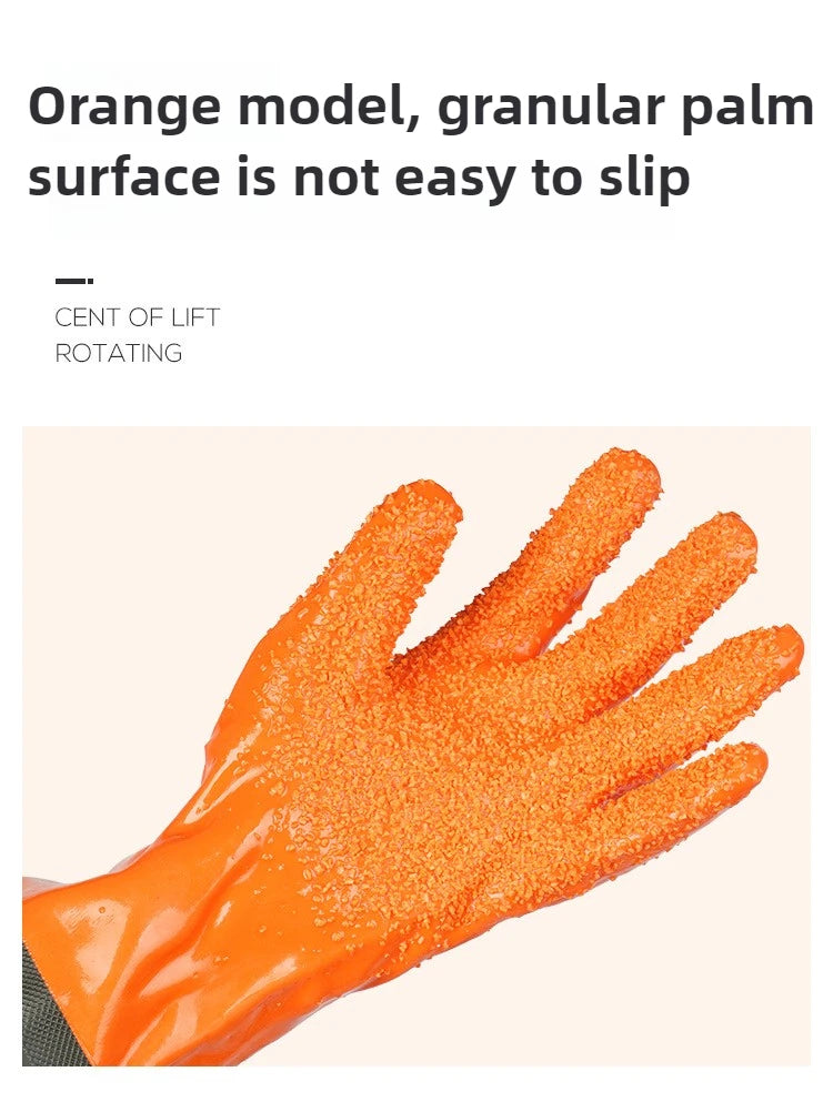 Warm fishing gloves, dishwashing, car washing, lengthened, non-slip, wear-resistant, waterproof, labor protection gloves