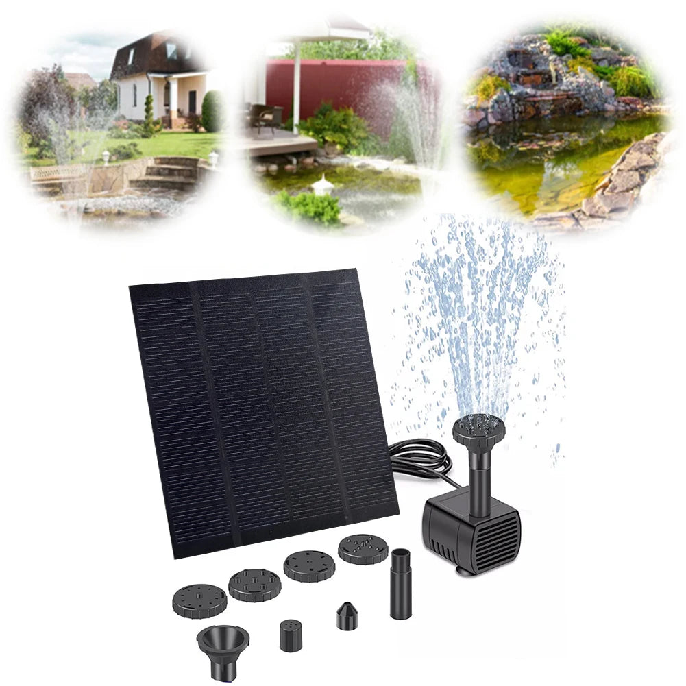 Solar Water Fountain Pump with Nozzles Solar Powered Fountain Water Pump Solar Fountain for Garden Pool Pond Aquarium Fountain