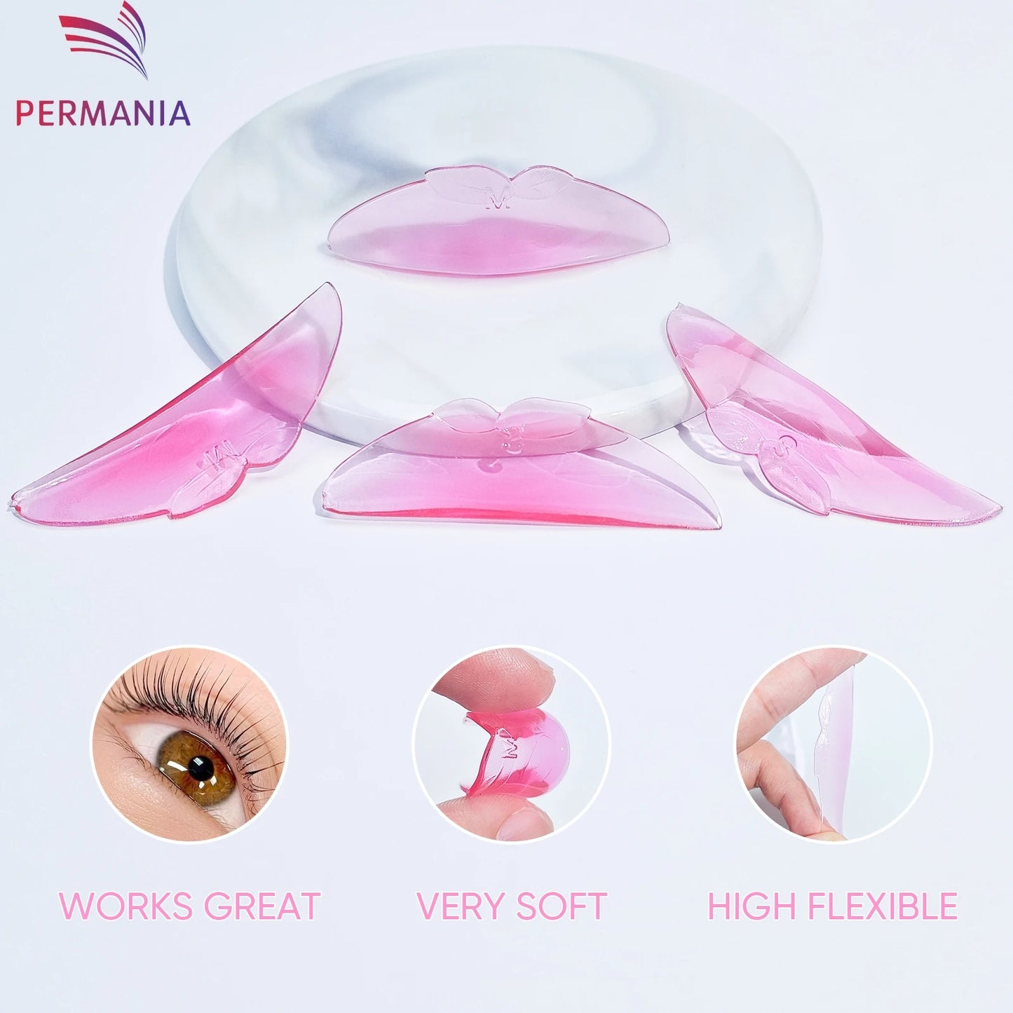 PERMANIA 2 Pairs C Curl Silicone Eyelash Perm Pads Sticky Lashes Rod Shield Lifting 3D Eyelash Curler Accessories Makeup Tool