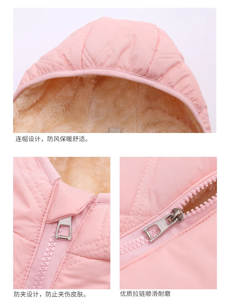 Winter Baby Kids Jacket For Girls Coats Lamb Wool Plus Velvet Thick Coats Toddler Children Outwear 1-6 Year Boys Cotton Jackets