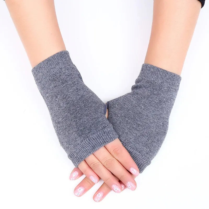 Mittens 2022 Winter Knitted Arm Fingerless Warm Gloves Solid Color Fingerless Soft Gloves for Women Girl Keep Hands Warm