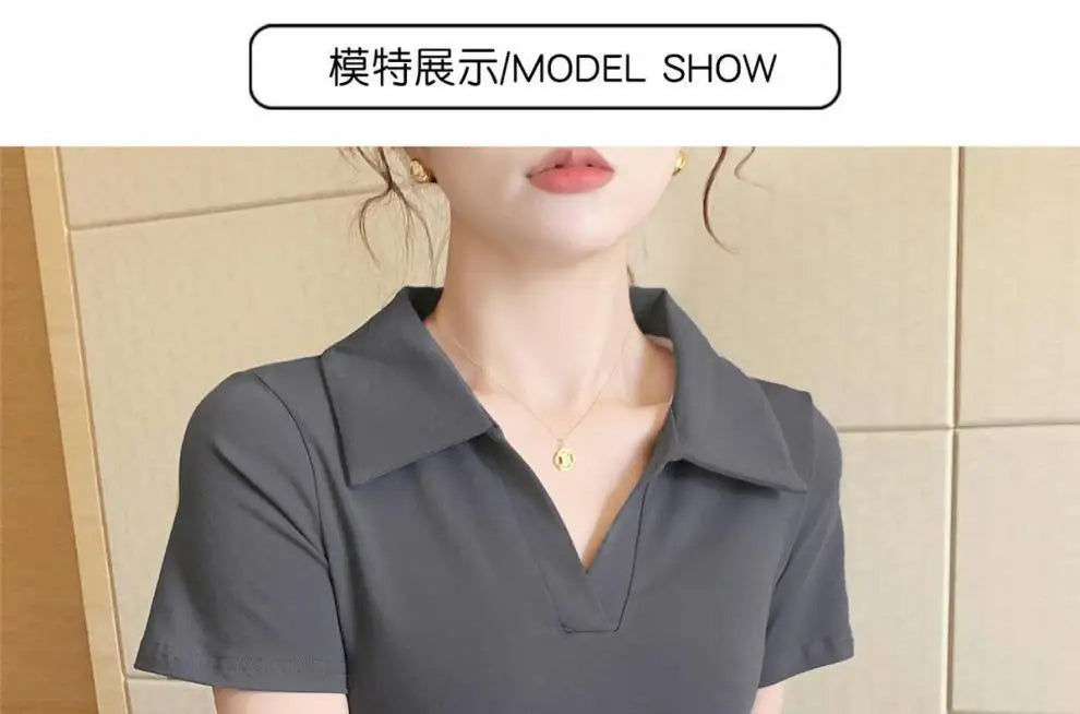 Women's Versatile Top Summer Loose Stylish Cover Fat Slim Short Sleeve