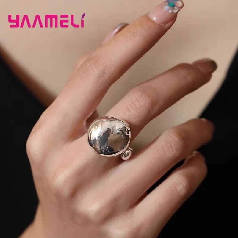 925 Sterling Silve Smooth Ring for Women Gift Personality Punk Creative Adjustable Minimalism Jewelry Dropshipping