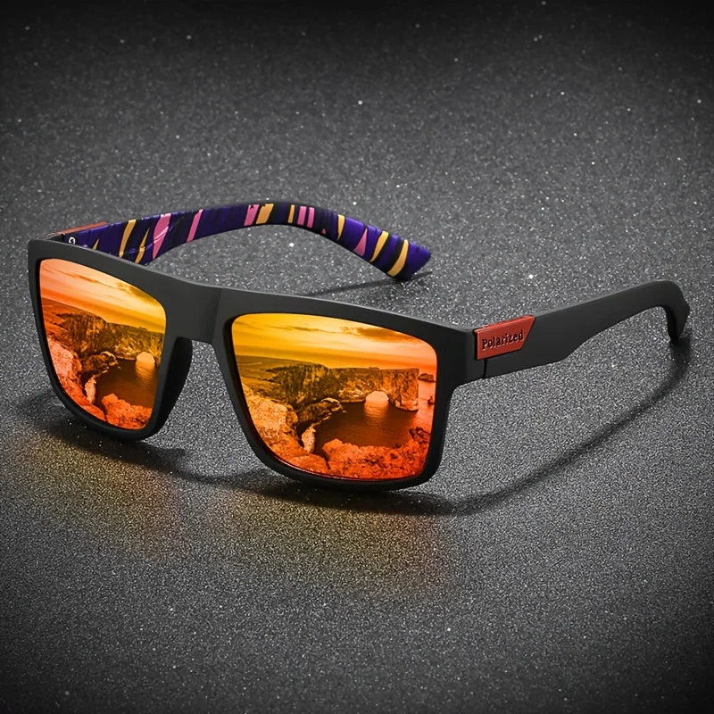 2025 Polarized Sports Glasses for Men, TAC Lens, PC Frame, Classic Square Design, Full Coverage, Fishing, Climbing, Outdoor