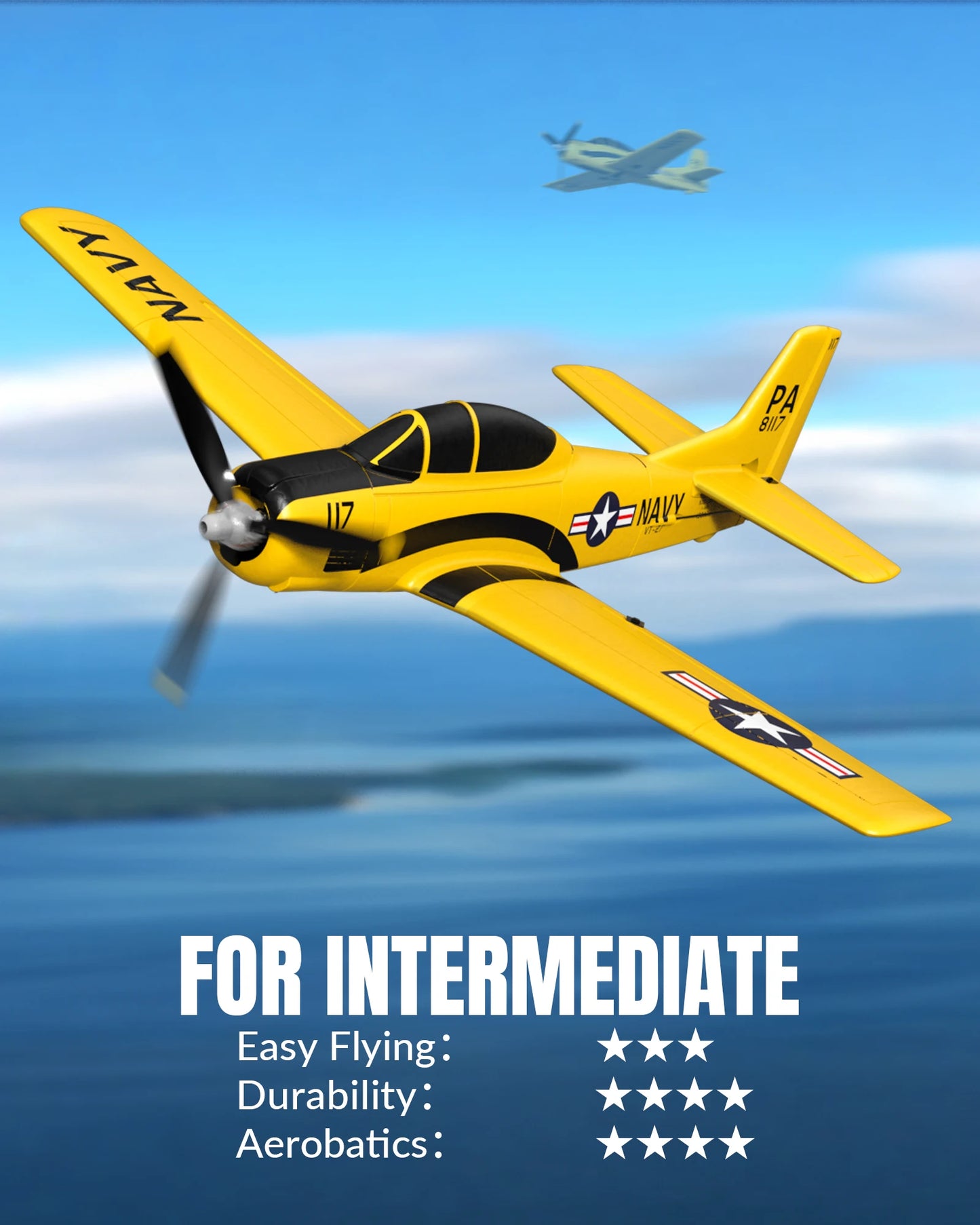 VOLANTEXRC T28 Trojan RC Plane 2.4G 4CH EPP Foam RC Warbird Fighter with Xpilot Self Righting One Key Aerobatic RC Airplane