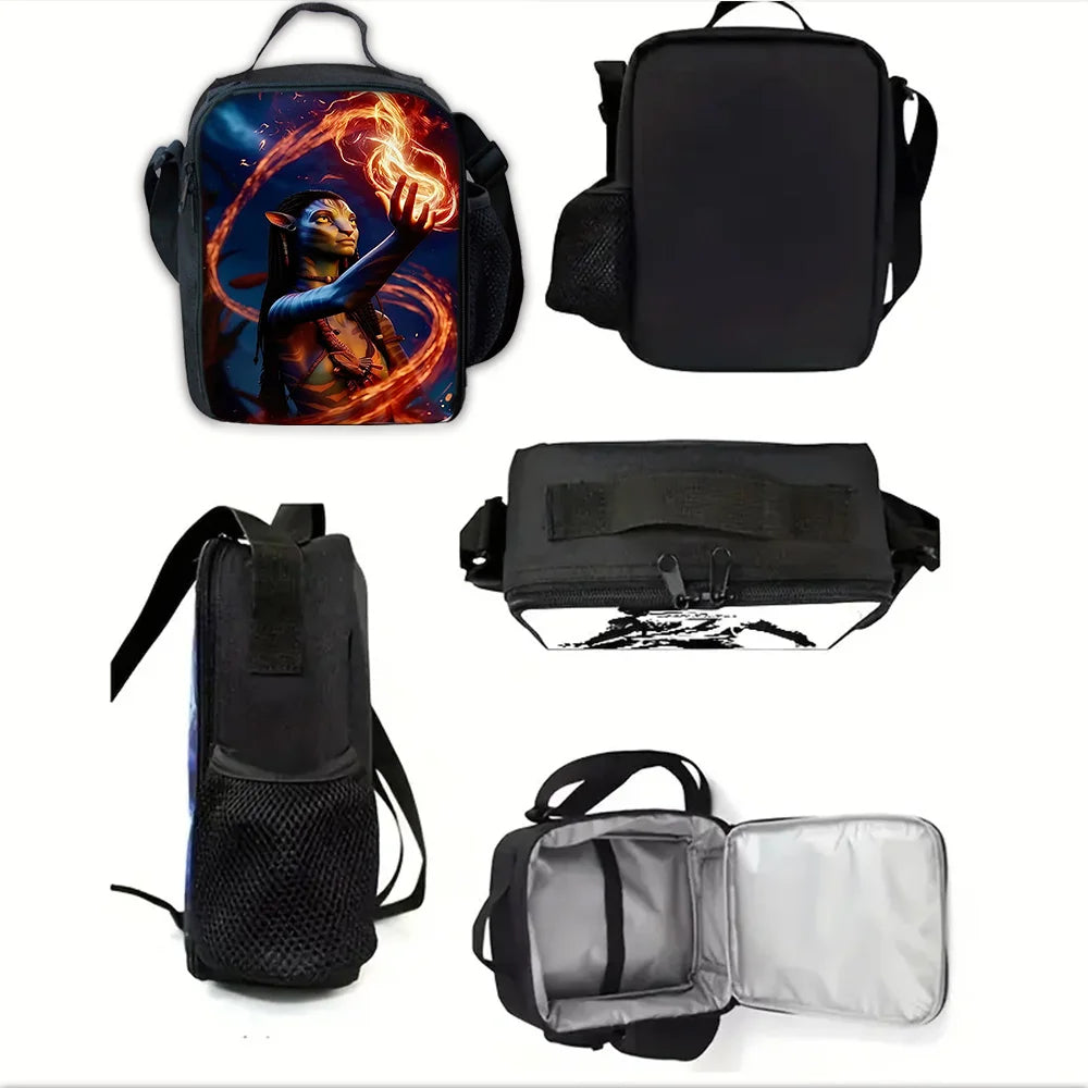 Science Fiction Movie Child School Backpack with Lunch Bags ,Pencil Bags ,School Bags for Boys Girls A-AvatarS Best Gift