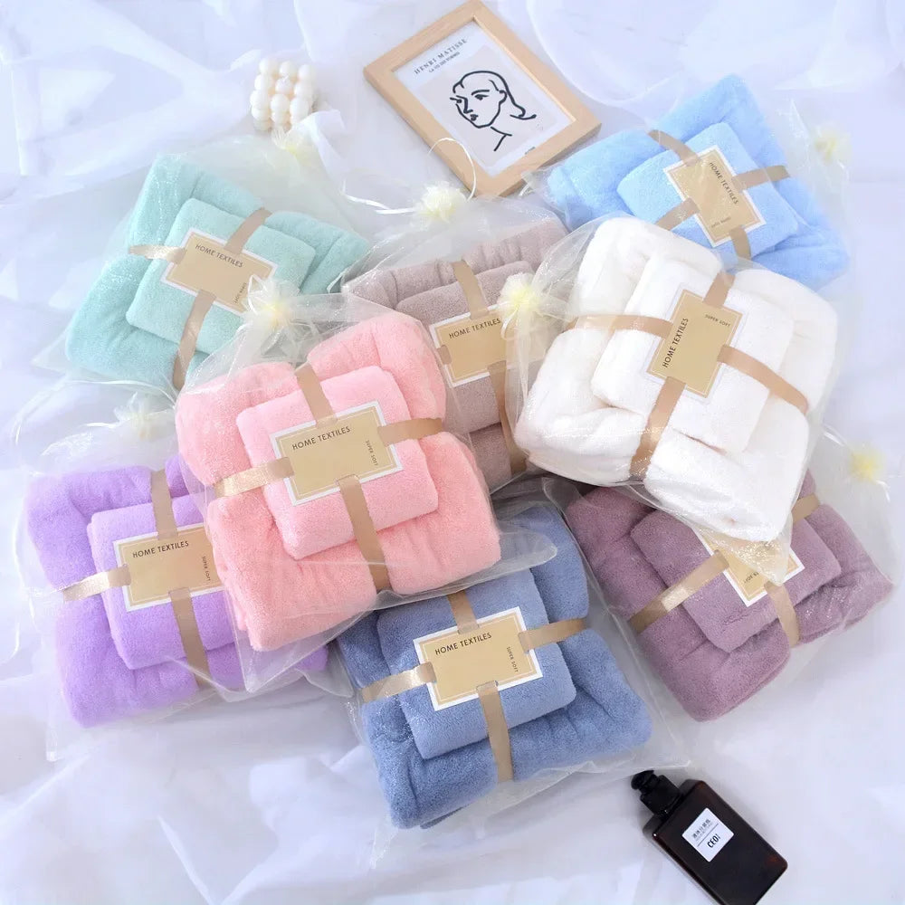 Cotton Bath Towels for Adults, 70x140cm 35x75cm 2pcs, High Absorbent Soft Bath Towel + Face Towels, Luxury Super Large Towel Set