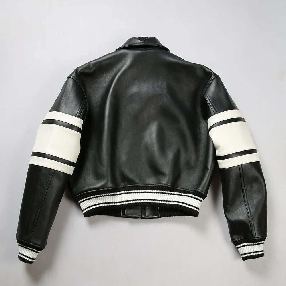 Avirex Spring 2024 New Listing Bomber Flight Suit Jacket 100% European Antique Sheepskin Classic Women's Pink Leather coat tops