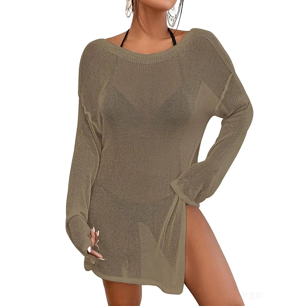 Crochet Swimsuit Coverup for Women Sheer Bathing Suit Cover Ups Kintted Swimwear Bikini Beach Vacation Outfits