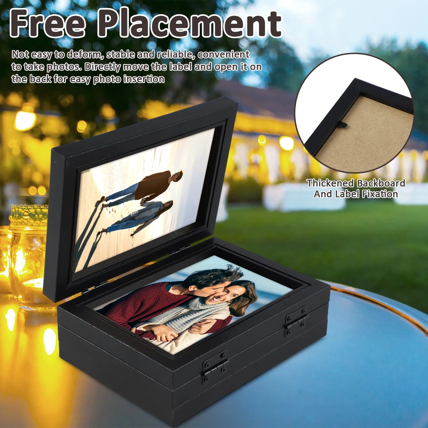 Wooden Photo Frame Foldable Hinged Picture Frame Table Ornament Souvenir for Bedside Bookshelf Office Picture Album Storage Box