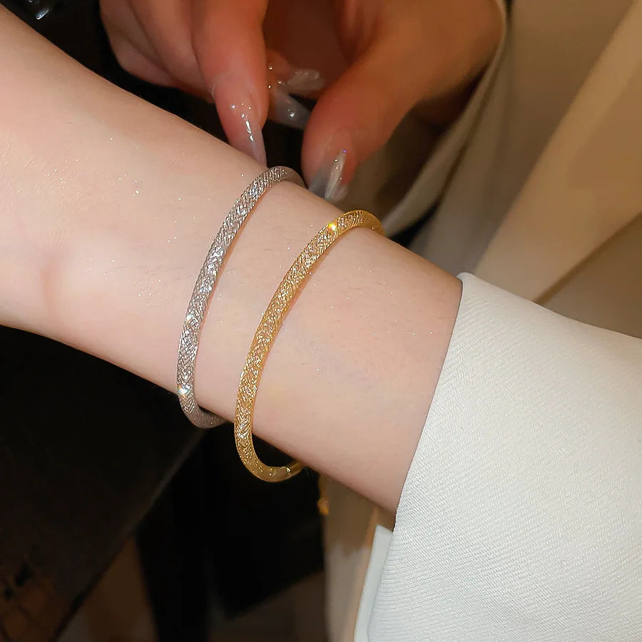 Gold Color Mesh Bracelet for Men Women Shiny Inlaid Zircon Crystal Bracelets Bangles Unique Design Hand Jewelry Couple Gifts