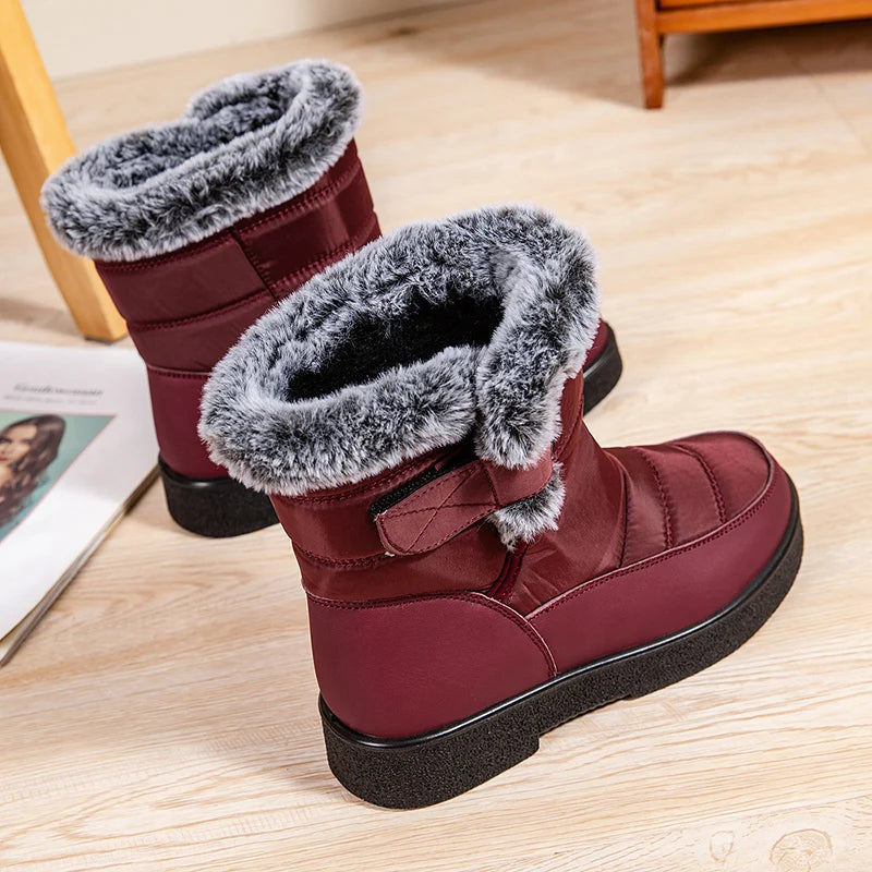 Women's Waterproof Winter Snow Boots Non Slip Platform Warm Ankle Boots Women Thicken Plush Cotton Padded Shoes Botas De Mujer