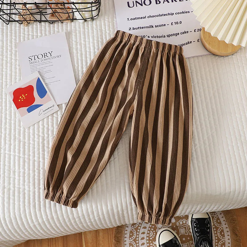 Summer Kids Casual Pants 1-6Y Simple Boys Grid Sweat Pants Korean Loose Thin Children Striped Letter Trousers