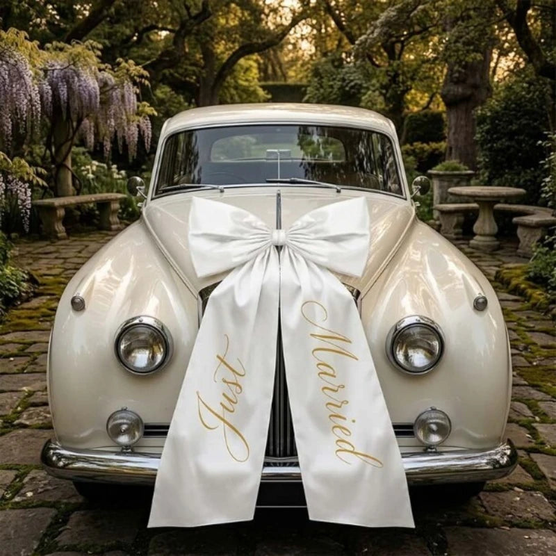 Elegant Large Size Wedding Car Bow Lovely Style Elegant Car Ribbon Bow Wedding Photo Prop Just Married Car Decor Wedding Day