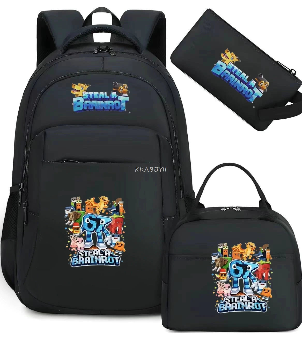 Steal A BrainRot Backpack with Lunch Bag for 67 Six Seven Teenagers Student School Bags Casual Comfortable Travel Set