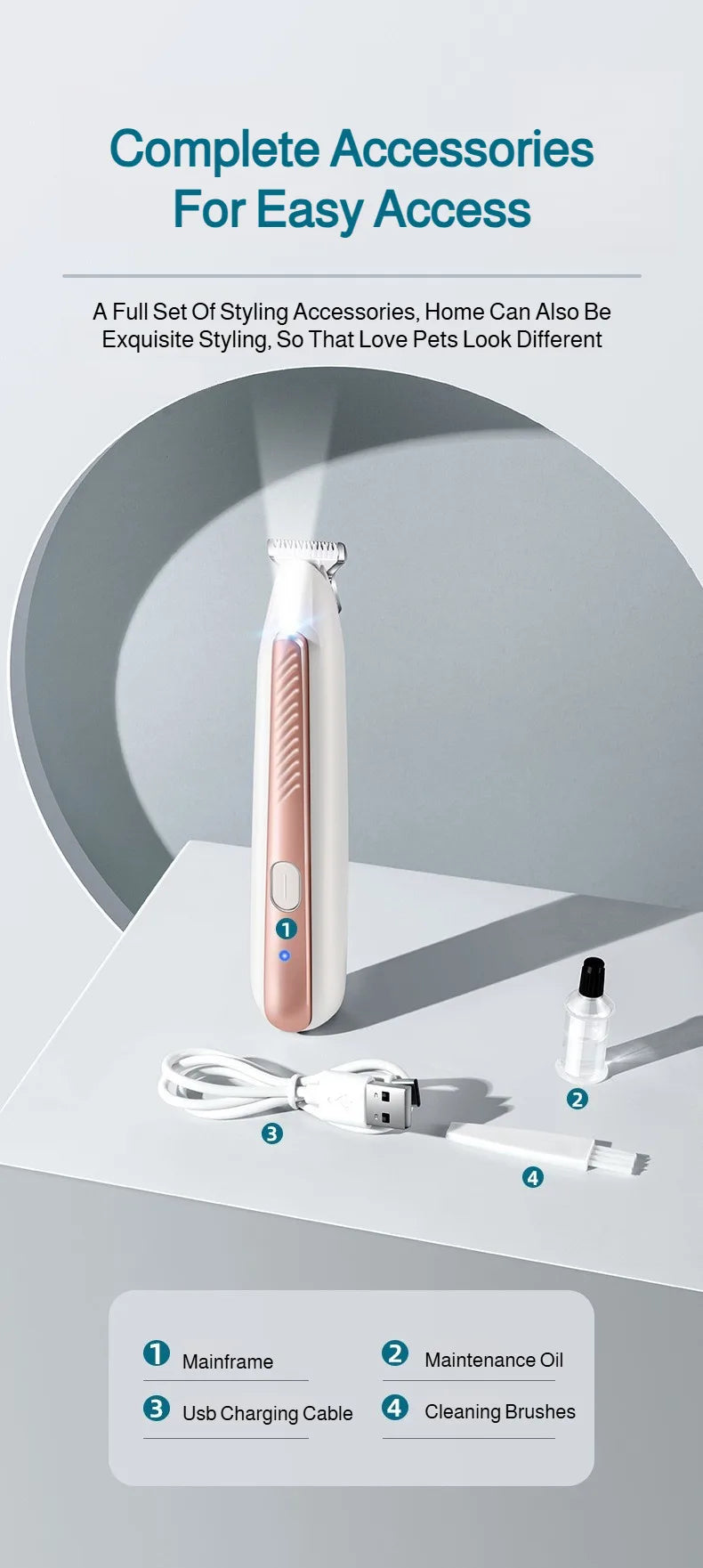 Pet Local Hair Electric Trimmer - Waterproof Shaver, Type-C Charging, Pet Grooming Tool