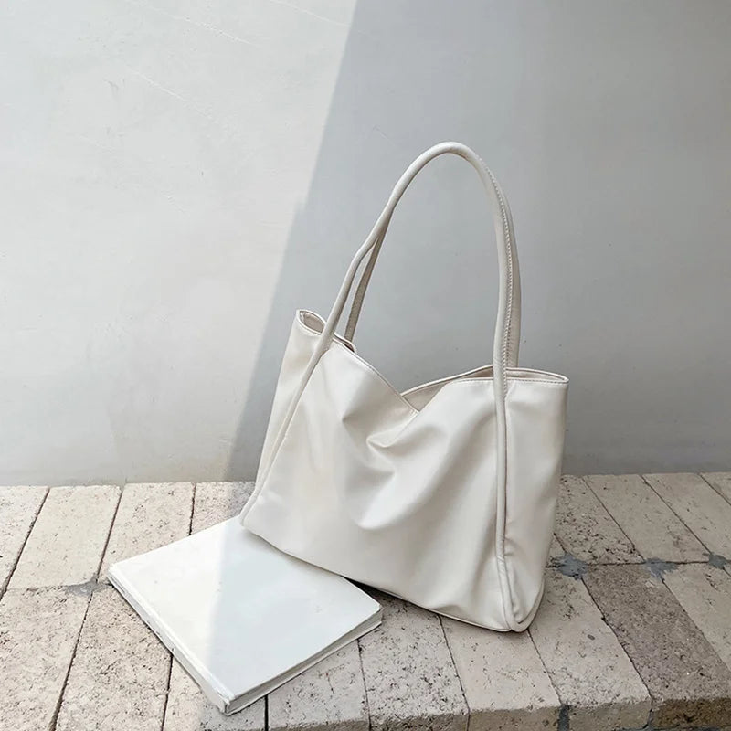 Women Tote Bag Fashion Underarm Pouch Large Capacity Soft Pu Leather Shoulder Bag Retro Crossbody Bag Casual Portable BucketBags