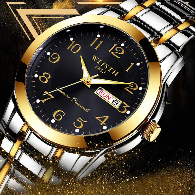 WLISTH Men's Elderly Large Number Watch - Luminous Waterproof Quartz Watch Wholesale Stainless Steel Band Mineral Glass