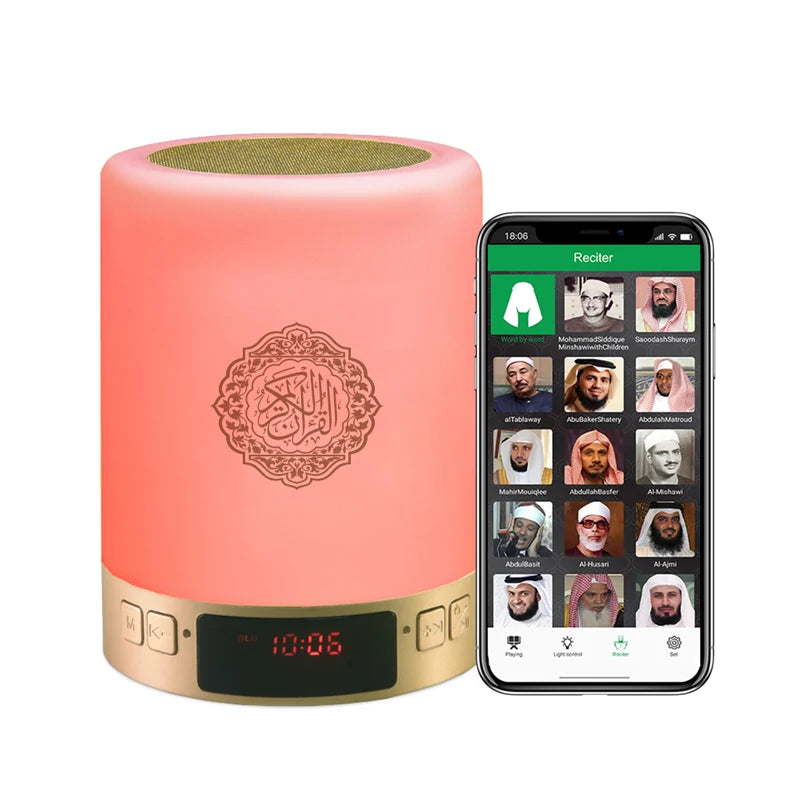 Islamic Wireless Portable Quran Speaker LED Night Light Koran Lamp With AZAN Clock Mp3 Player Muslim Gift Veilleuse Coranique