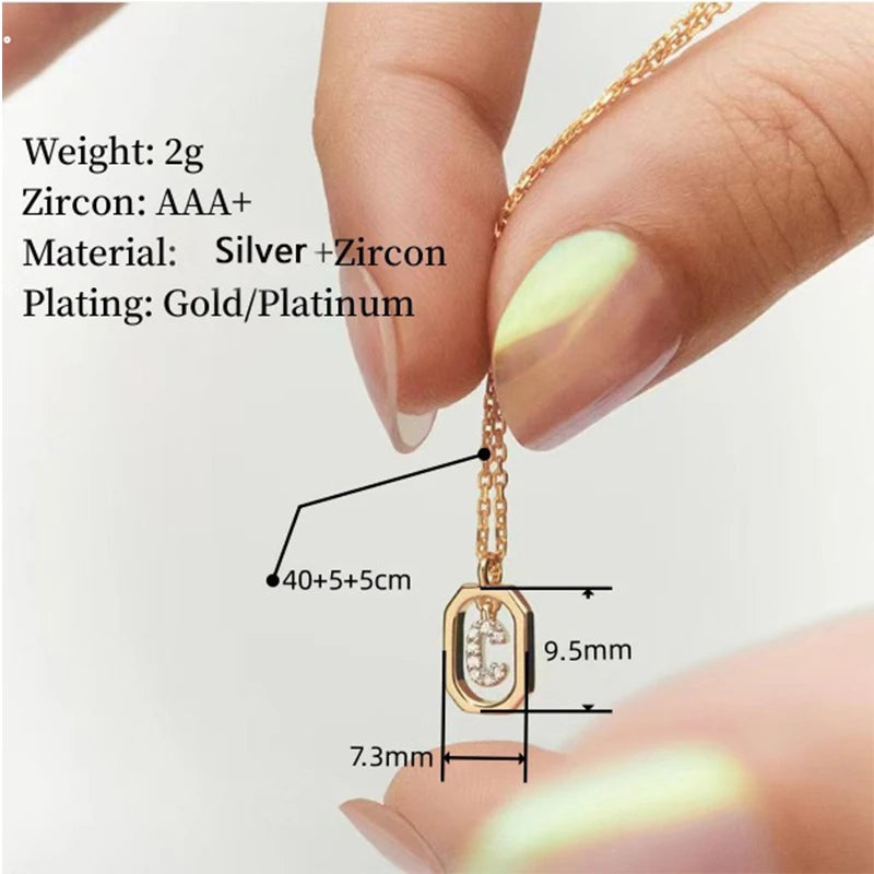 925 Sterling Silver Letter Necklace with 26 English Letter Zircon Pendant Geometric Design Personalized Necklace Luxury Jewelry