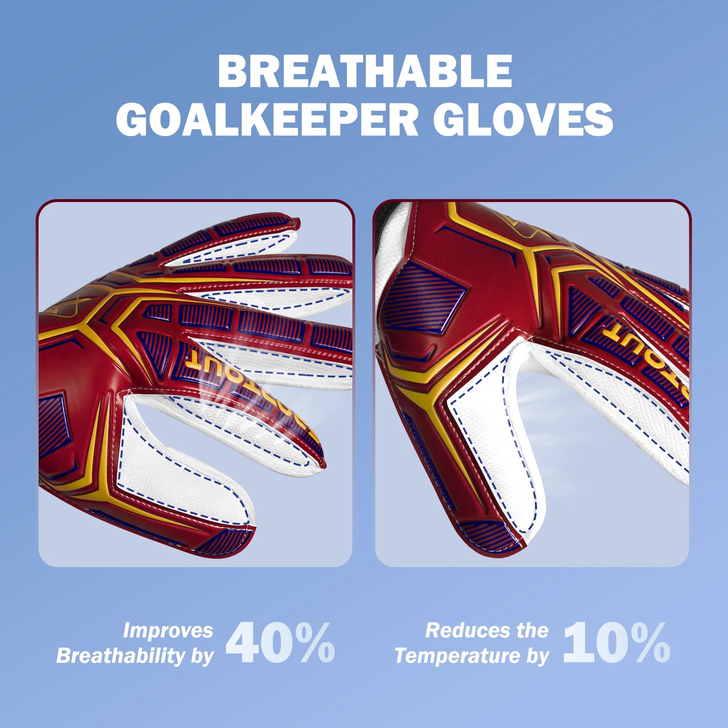 Sportout goalkeeper gloves: breathable football goalkeeper gloves offering exceptional grip, designed for football training