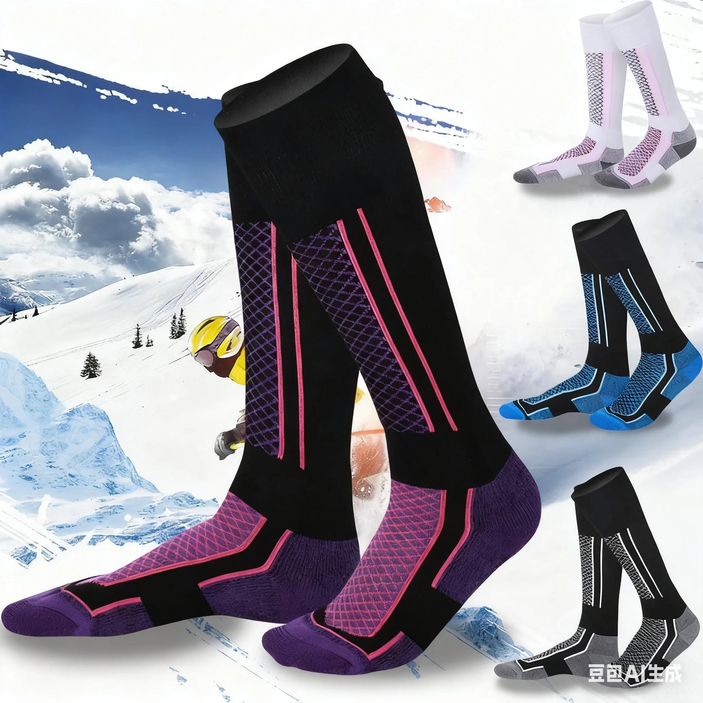 Ski Socks Winter Thermal Breathable Professional Climbing Socks Sports Unisex Hiking Stockings Moisture Wicking Cushioned Socks