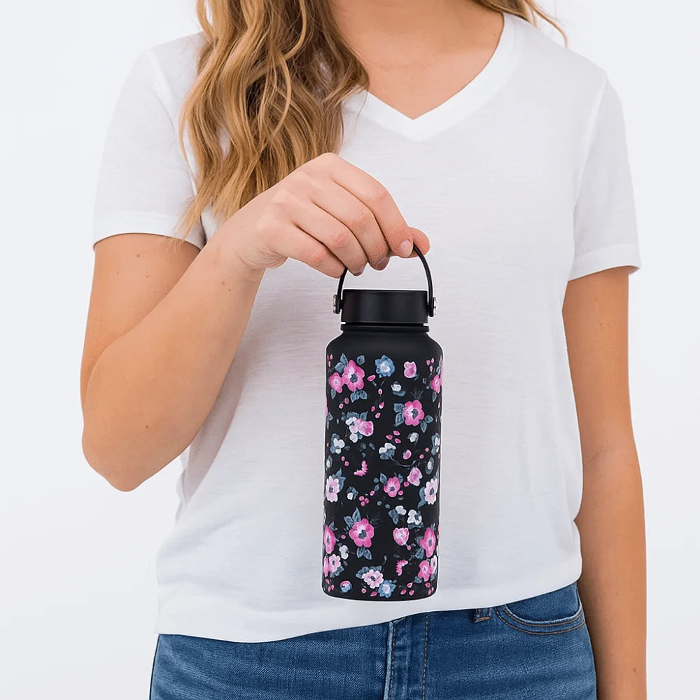 Gift INS Insulated Water Bottle Portable 1L Outdoor Insulated Mug Stainless Steel Leak-proof Thermal Water Bottle Office
