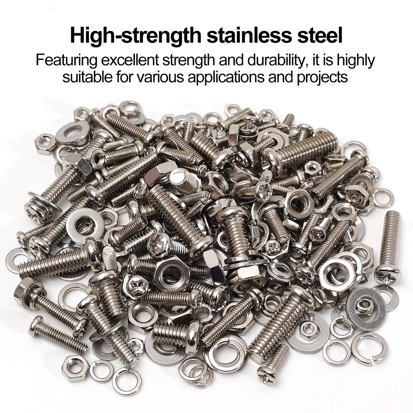 Stainless Steel Screws Nuts Set Cross Slotted Round Flat Washer Bolts Fasteners Nuts And Bolts Hardware Assortment Kits