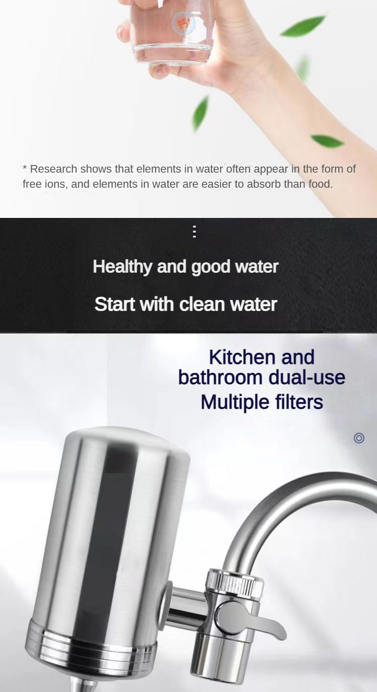 7 Layer 0.1μm Drinking Water Faucet Purifier Eco Tap Filter Stainless Steel Ceramic Activated Carbon KDF Cartridge Home Kitchen