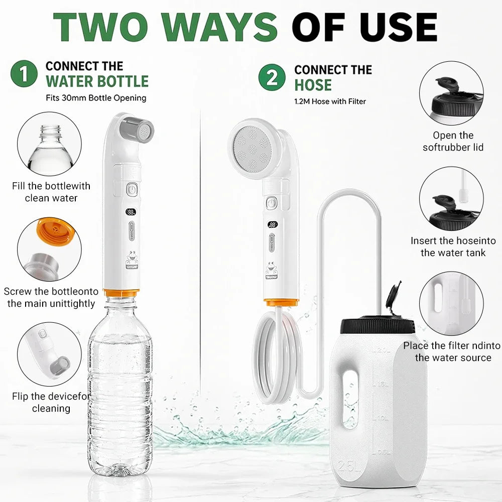 Portable Bidet Handheld Shataff Electric Bidet Dual-purpose Head for Personal Hygiene Cleaning Travel Camping Bidet RV Garden