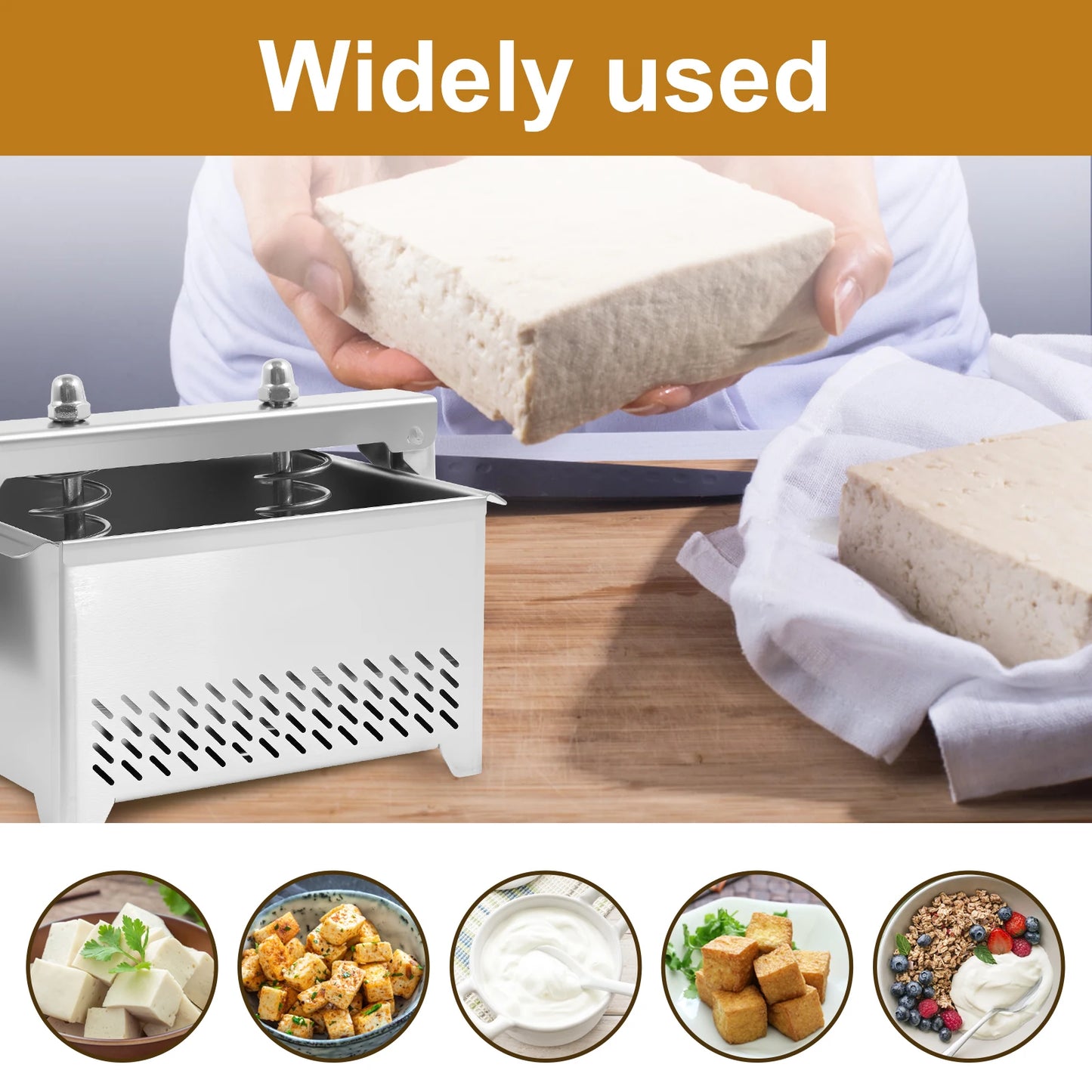 Stainless Tofu Press Cheese Making Press with Filter Cloth Paneer Maker Whey Separator for Kitchen Tofu Cheese Paneer DIY Mold
