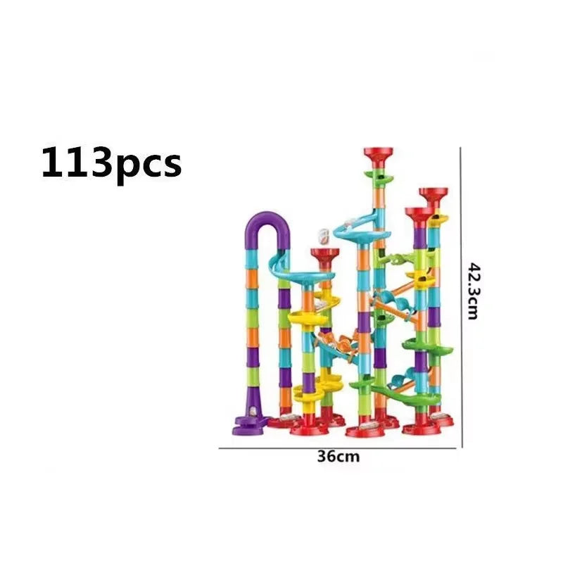 Marble Run Race Track Building Blocks Kids 3D Maze Ball Roll Toy DIY Marble Run Race Coaster Set 80/105/109/133pc Christmas Gift