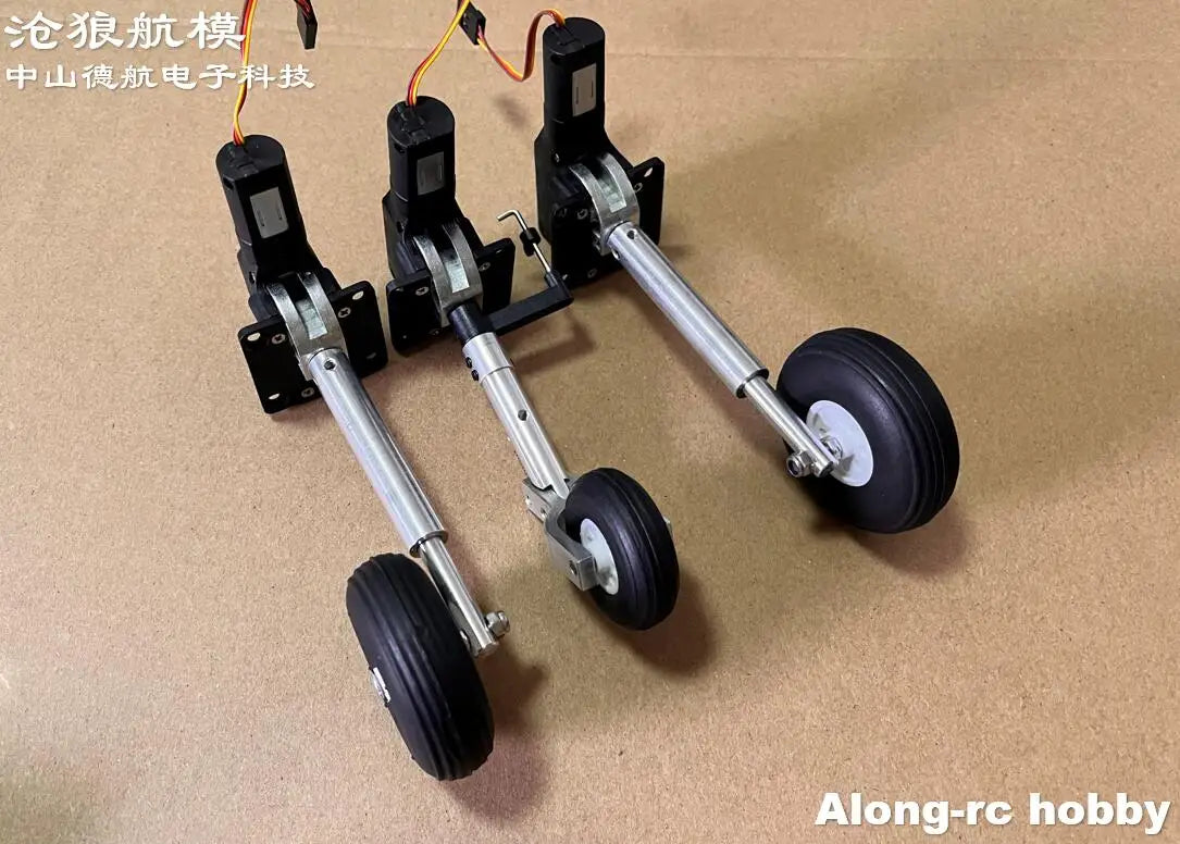 RC Plane Models Parts Height 111mm Retractable Landing Gear with PU Wheels for 2-3.5kg Hobby Airplane Aircraft DIY Jet Fighter