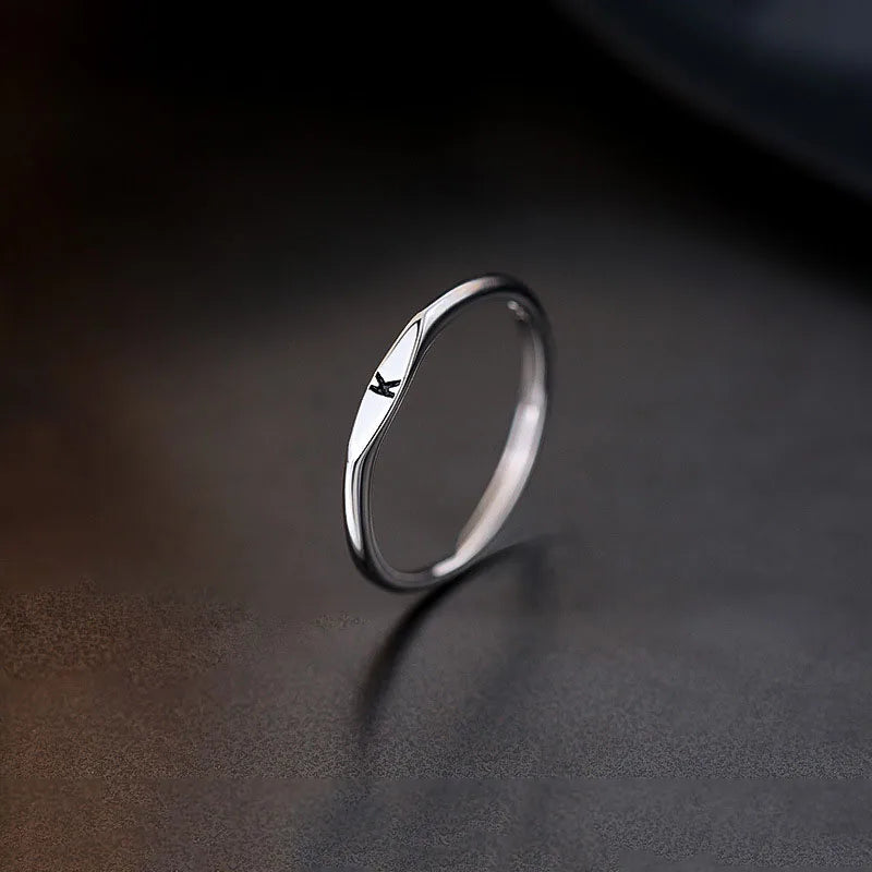 New 925 Sterling Silver Letter Ring Charm Personality Simple Style Woman Ring Birthday Gift for Friends Exquisite Jewelry