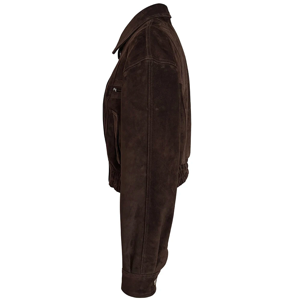 YOLOAgain 2025 Autumn Oversized Suede Jacket Women Real Leather Bomber Jacket Female