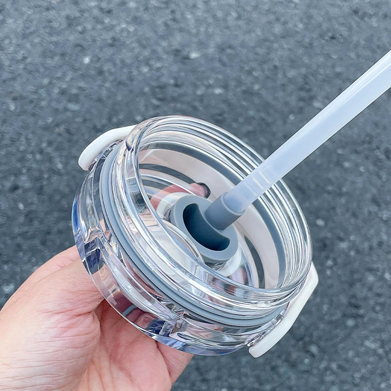 1pc 800ml magnetic lid insulated water bottle, minimalist letter print handle water cup, office and outdoor insulated cup