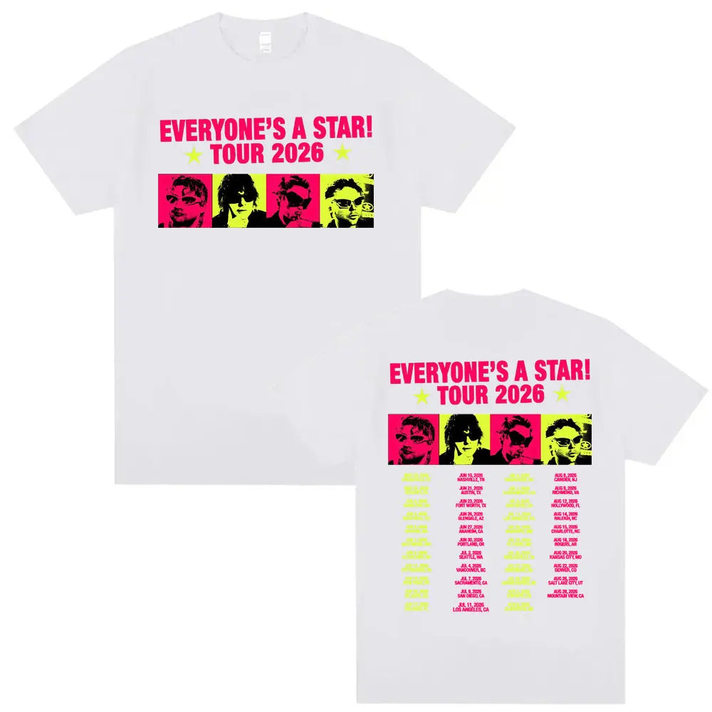 5 Seconds of Summer Everyone's A Star Tour 2026 Album T-shirts Men's Women Retro Hip Hop Style T Shirt Summer Tops Loose T-shirt