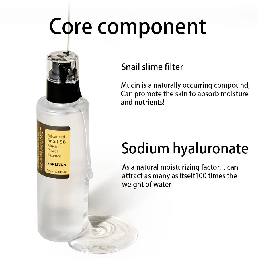 Korean Skin Care Snail Mucin 96% Facial Essence - Anti-Aging Firming Brightening Fine Lines Repair for Younger Looking Skin