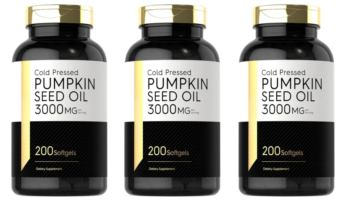 Pumpkin Seed Oil Capsules 3000mg Extract Body Essential Fatty Acids Cold Pressed Non-GMO Gluten Free 200 Count Supplement