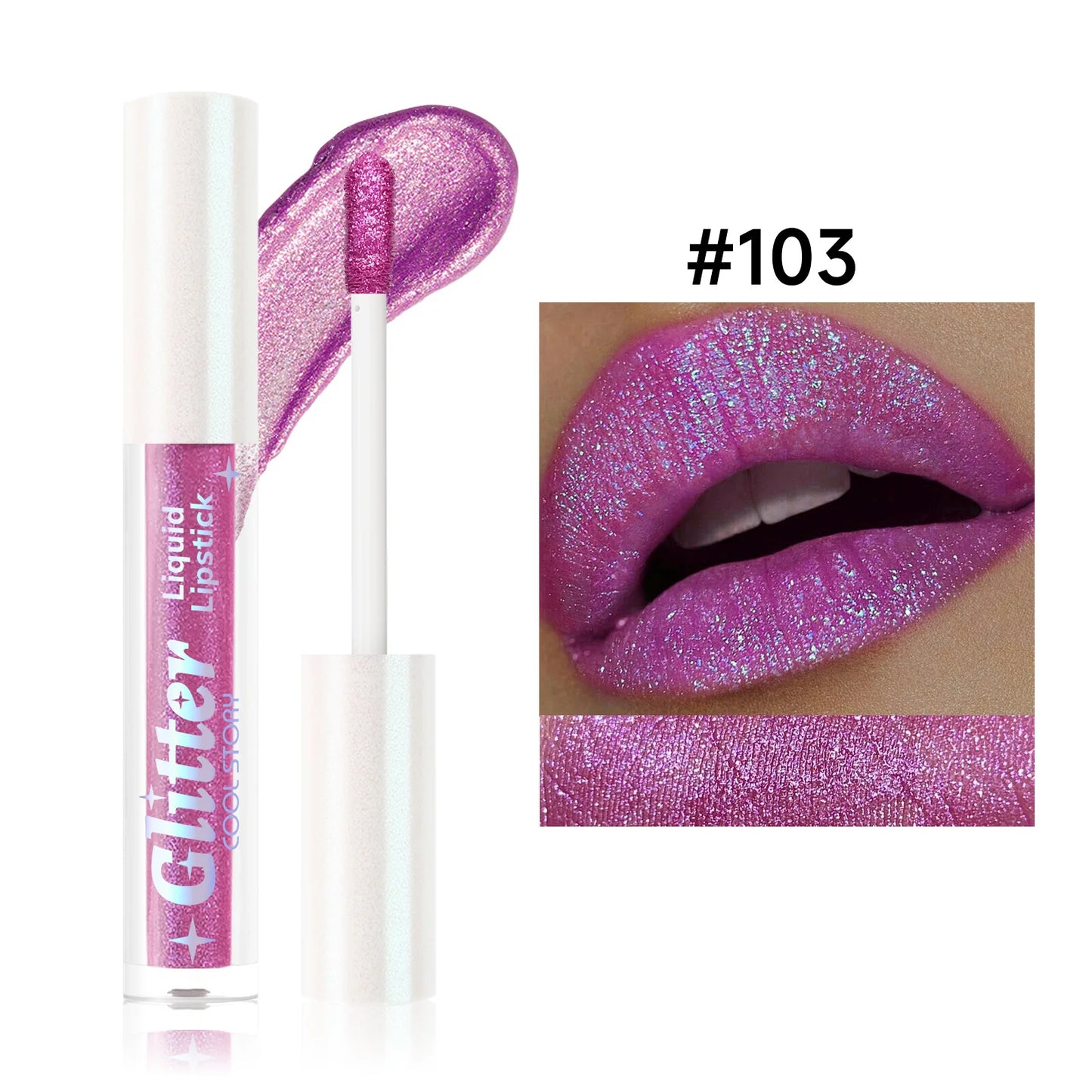 1PC Sexy Color Glitter Lipstick Flash Lasting Easy Color Diamond Lip Tint Shiny Metallic Lip Makeup Gifts for Women Cosmetics